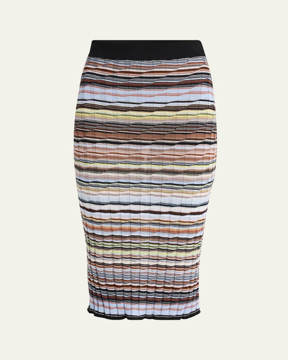 Stripe Pencil Midi Skirt